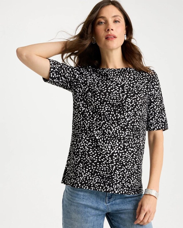 Printed Pima Elbow Sleeve Tee - image 1